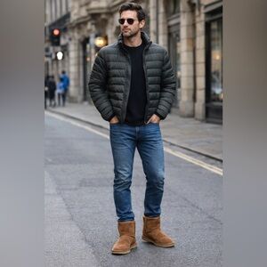 Men’s Clarks Suede Leather Ankle Boots Shoes Size 11 Tan Fuzzy NEW LB2291M